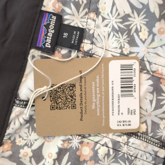 Patagonia Women's Wavefarer Board Shorts 5'' Primavera Ink Black Vacation Beach - Picture 7 of 8